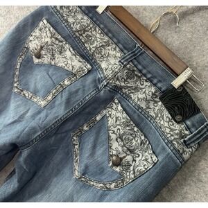 Vtg Russo Underground Denim Jeans Men 38x29 Blue Design Trim Distress  SIZE NOTE